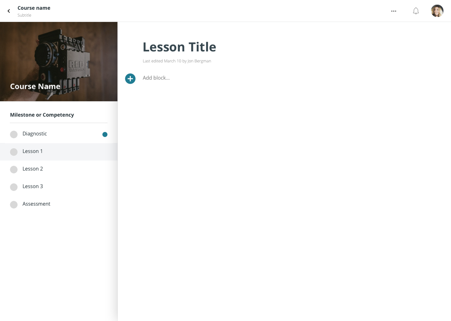 Block editor for authoring course content in Learning Objects