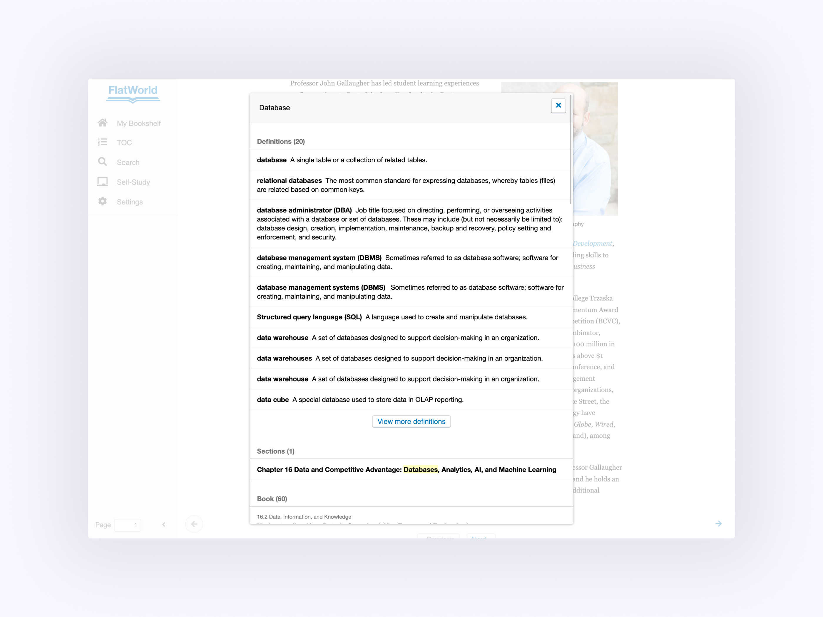 FlatWorld search interface with query and filters