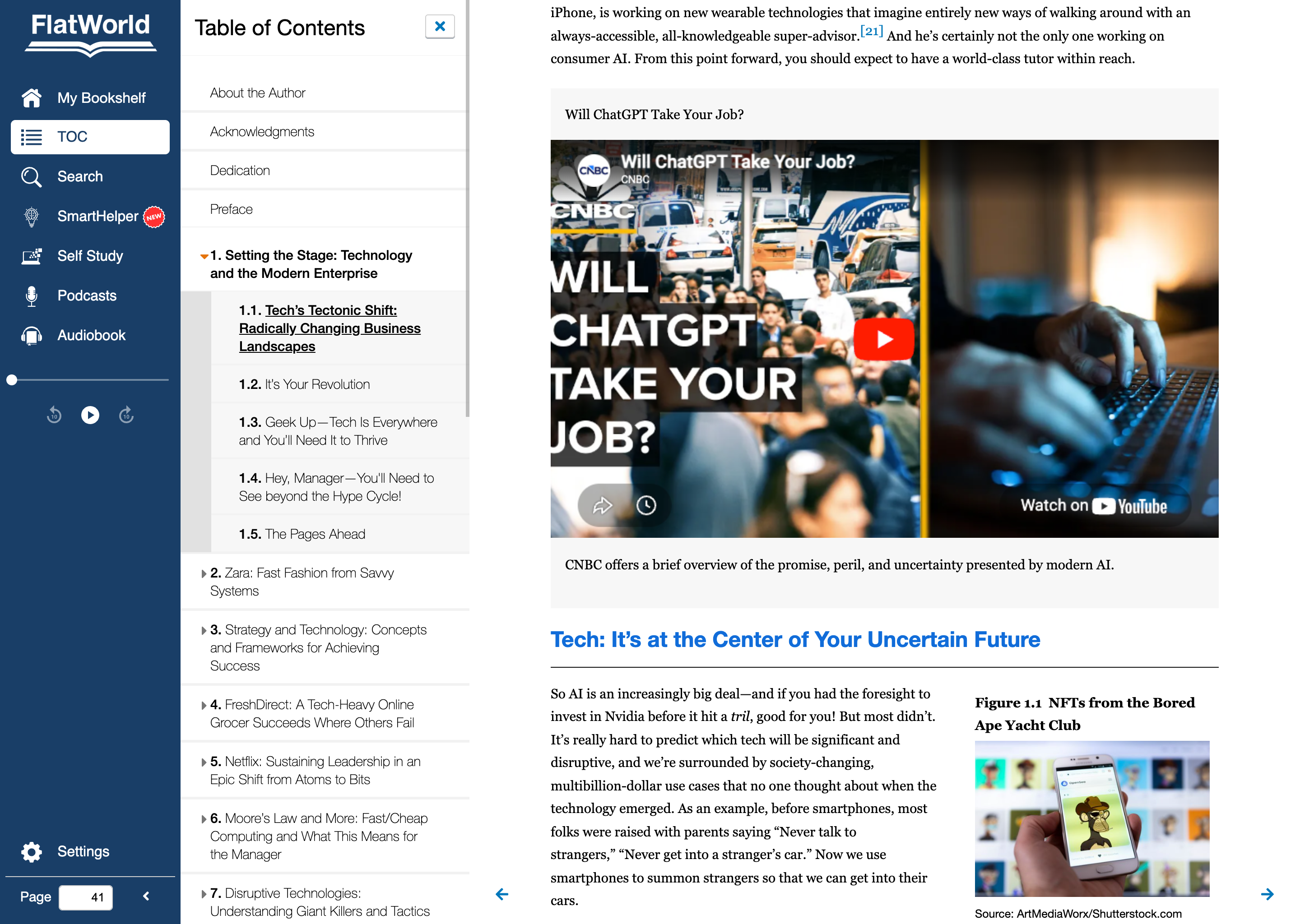 FlatWorld reader with SmartHelper definitions overlay