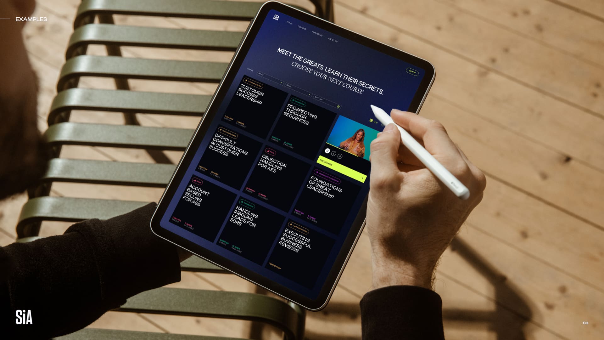 Sales Impact Academy course browse on tablet