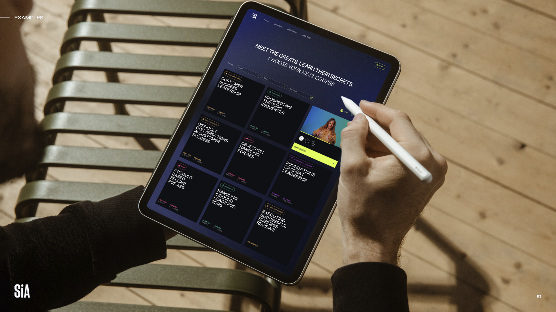 Sales Impact Academy course browse on tablet