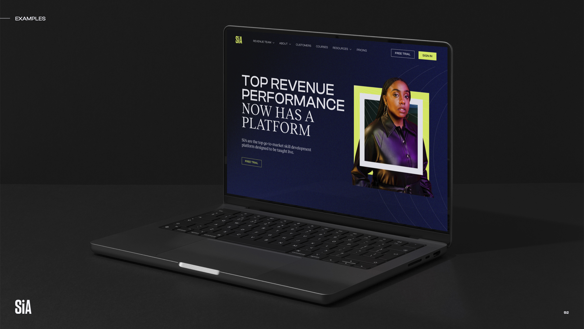 SiA brand applied to laptop mockup